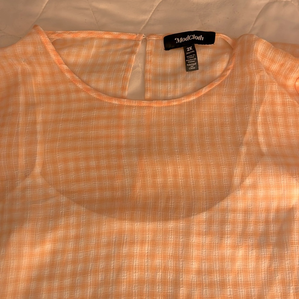 New , size 2X , ModCloth, gingham , twofer, Torrid , cami , 3/4 sleeves , orange